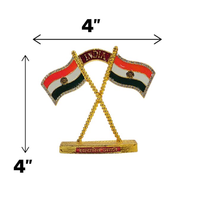 Dual Indian Tricolor Flag Showpiece - 4 inch - Image 6