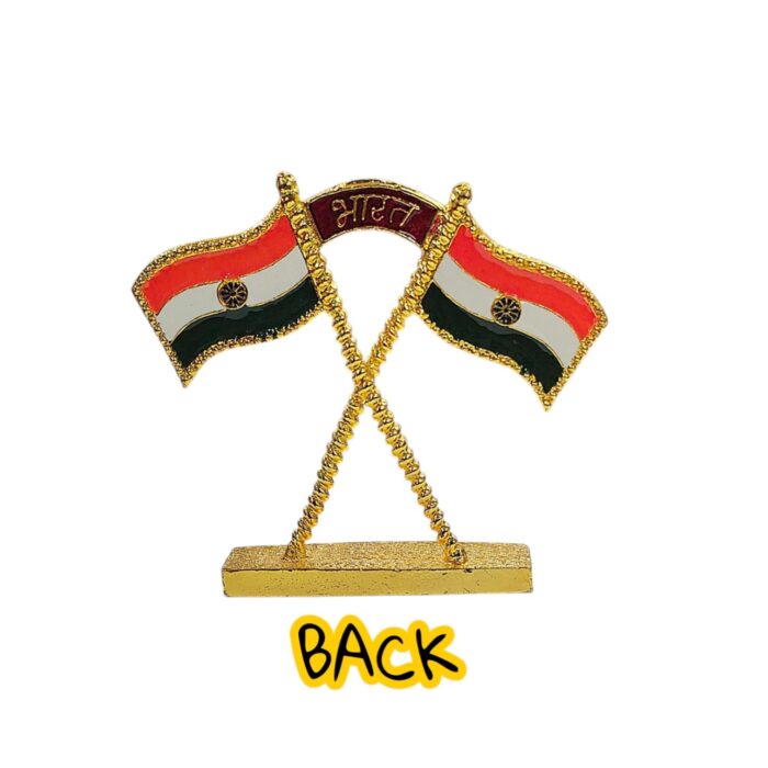 Dual Indian Tricolor Flag Showpiece - 4 inch - Image 3