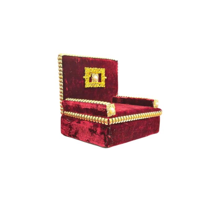 Royal Deity Singhasan - Velvet & Gold - Maroon - Image 5