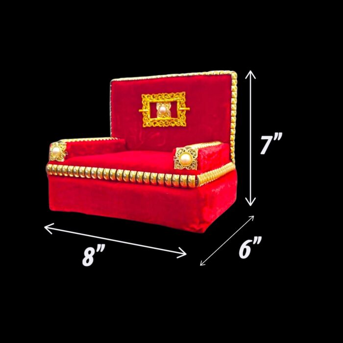 Royal Deity Singhasan - Velvet & Gold - Red - Image 7