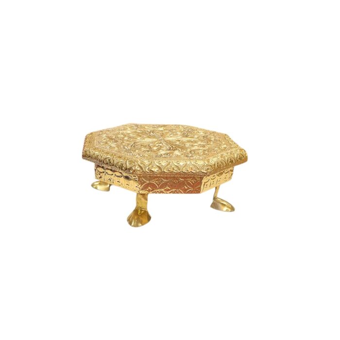 Hexa Brass and Wooden chowki - 6 inch - Image 4