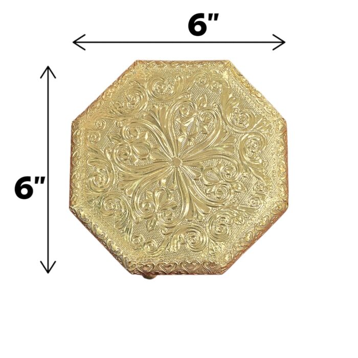 Hexa Brass and Wooden chowki - 6 inch - Image 6