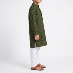 Kids Party wear Green Kurta Pajama Set