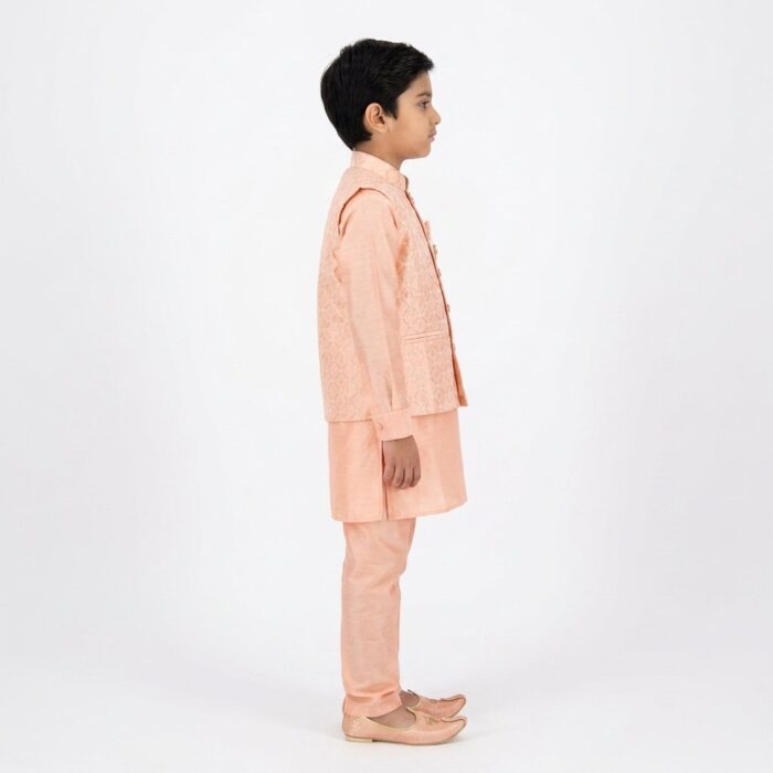8 year Boys Ethnic Wear Set with Plain Kurta Matching Pajama and Jacket