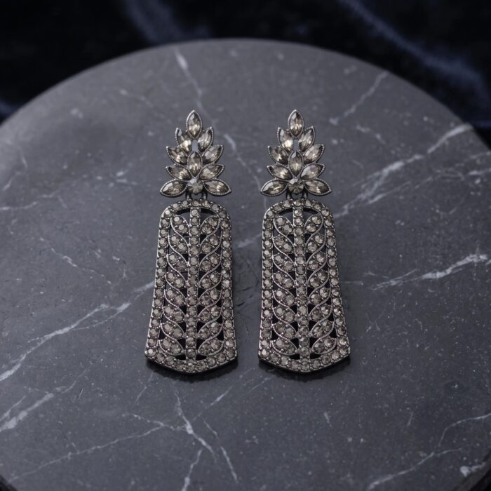 Party Wear Silver Oxidized Earrings