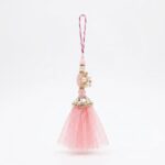 Luxury pink bag charm with pearls and crystals