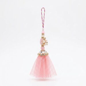 Luxury pink bag charm with pearls and crystals