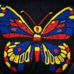 Beaded Butterfly Sling Bag Black – Handmade Cotton Crossbody Bag - Image 3