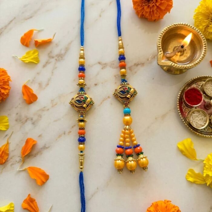 Designer Bhaiya Rakhi and Bhabhi Rakhi Set