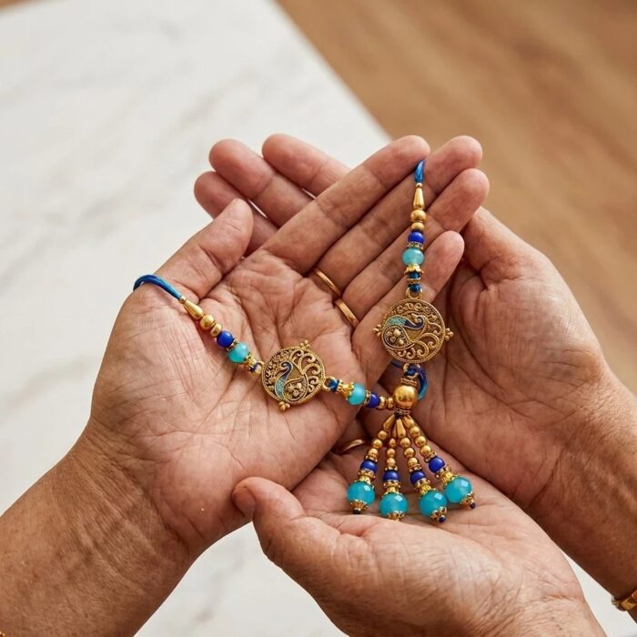 Bhai Bhabhi Rakhi combo | Bhai Rakhi and Bhabhi Lumba Rakhi set - Image 4