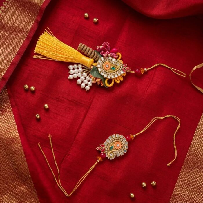 Elegant Stylish Bhai Bhabhi Rakhi combo