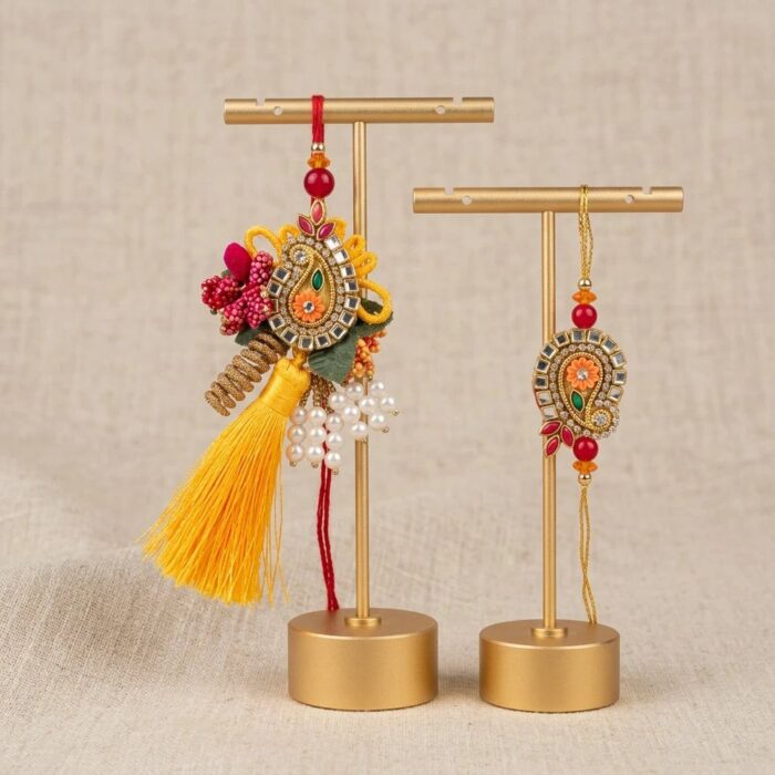 Elegant Stylish Bhaiya Bhabhi Rakhi set | Bhai and Bhabhi Rakhi - Image 9