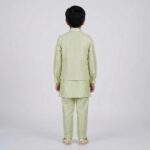 Kids Kurta Pajama Set with embroidered jacket for boys - Pista Green - 8 years - Image 6