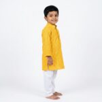 Boys Sequin Kurta with Cotton Pajama | Yellow Party wear Kurta Pajama for Kids