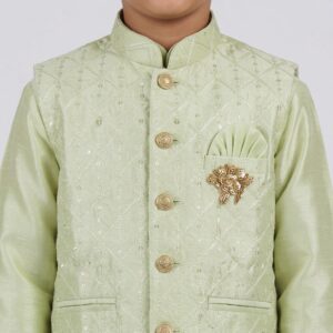 Close up of the Boys Jacket with Kurta Pajama Set