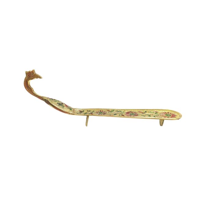 Ornate Brass Peacock Incense Holder & Ash Catcher - Image 5