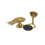Brass Shivling Stand 5-Inch with Natural Shaligram Stone - Image 4