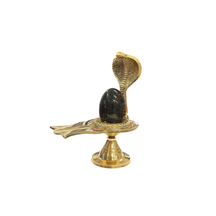 Brass Shivling Stand 5-Inch with Natural Shaligram Stone - Image 8