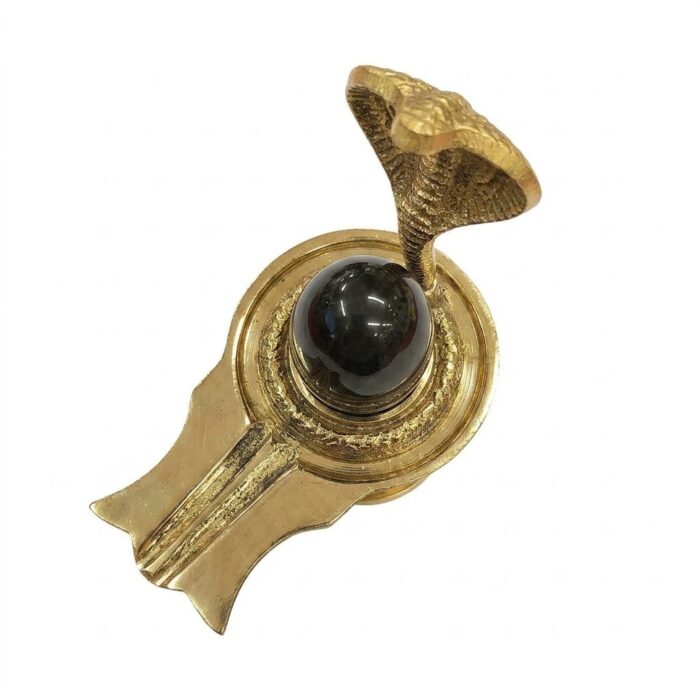 Brass Shivling Stand 5-Inch with Natural Shaligram Stone - Image 6