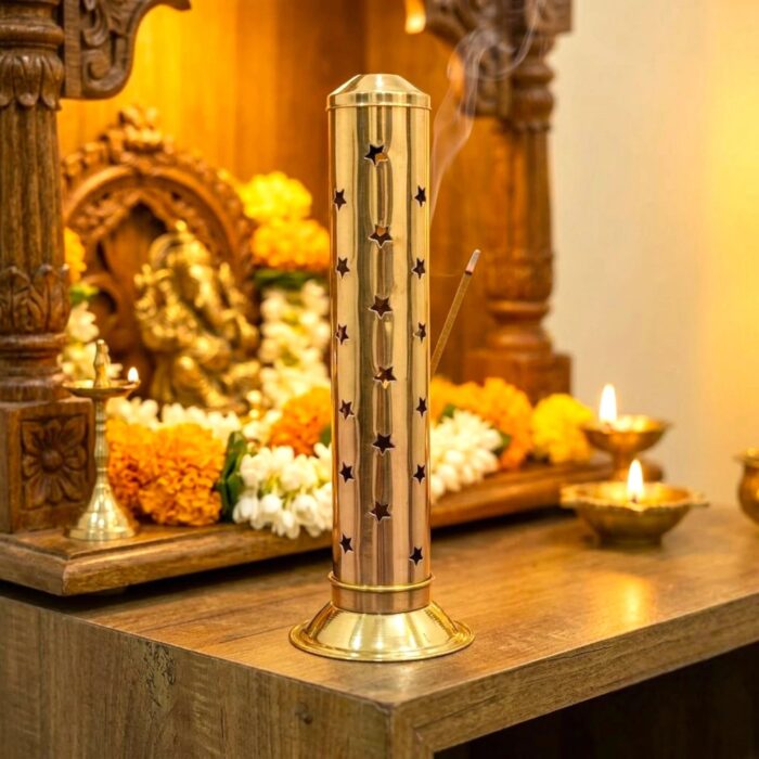 Brass Tower Incense Holder - Golden - STAR - Image 2