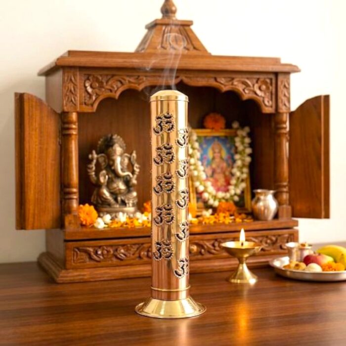 Brass Tower Incense Holder - Golden - OM - Image 2