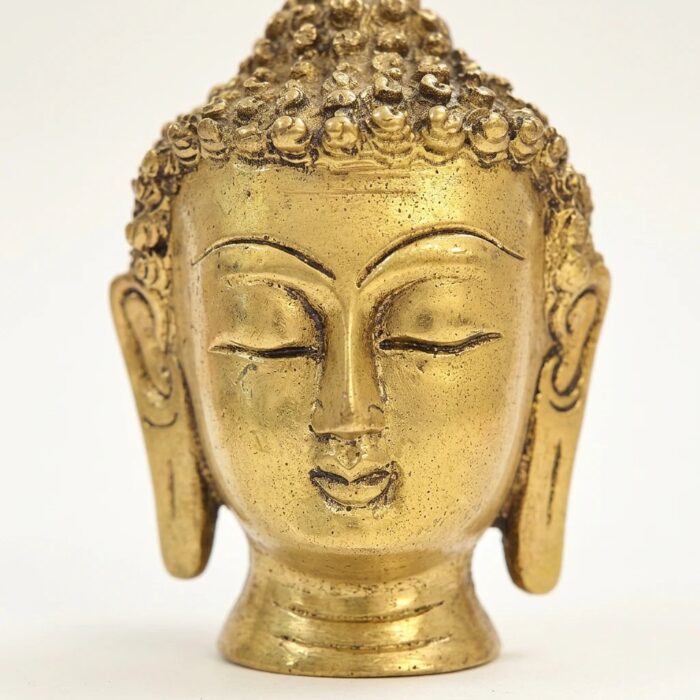 Brass Buddha Head Statue - 4 Inches - Image 5