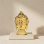 Brass Buddha Head Statue - 4 Inches