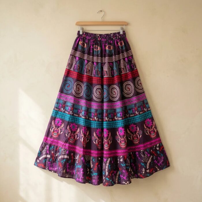 Printed long Cotton Skirt - Image 6