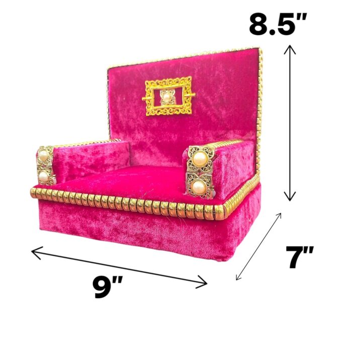 Velvet Sofa Singhasan - Pink - Large with Box | Laddu Gopal Singhasan - Image 7