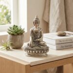 Brass Seated Buddha - Silver-Plated Statue
