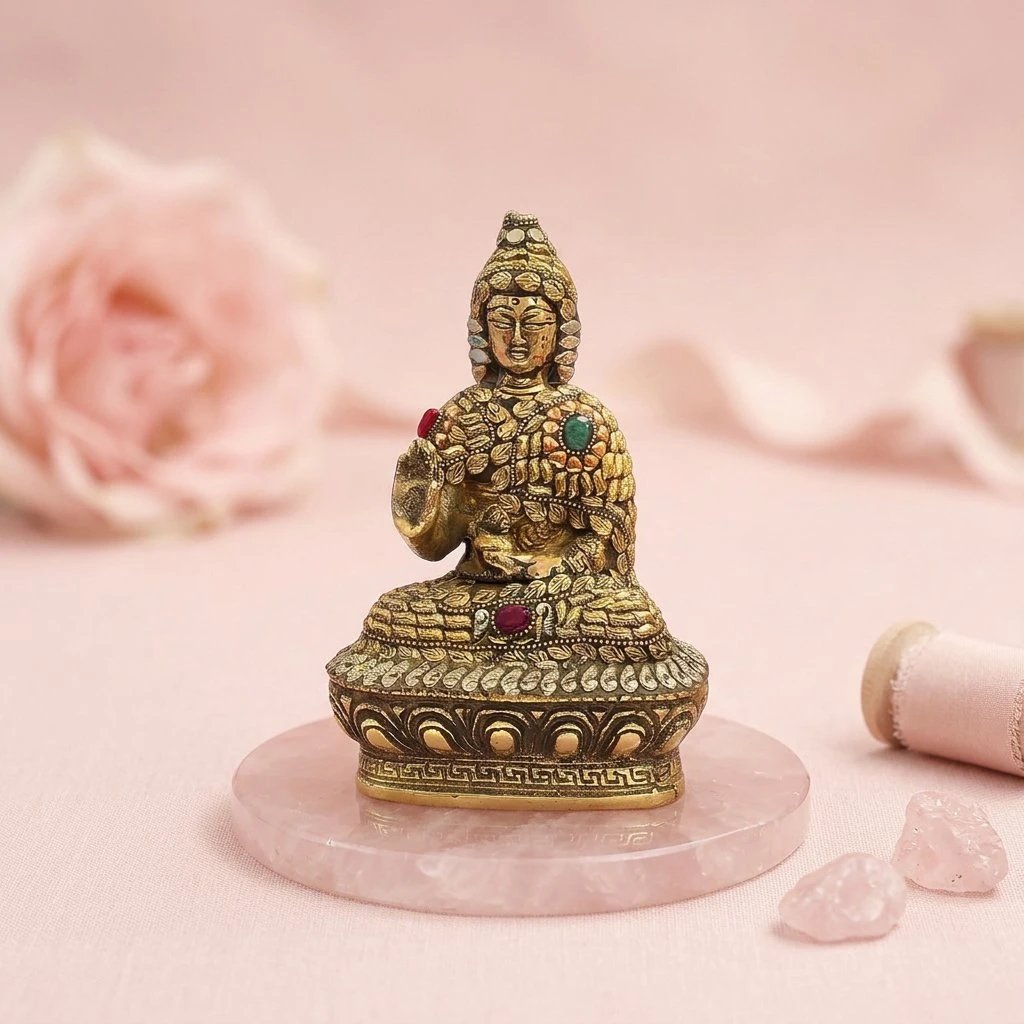 ecom_10_blush.webp Brass Handcrafted Buddha Statue - Image 1