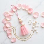 Luxury pink bag charm with pearls and crystals