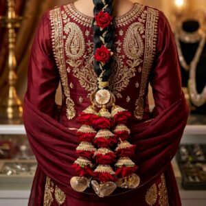 Stylish Gota Parandi with Red Rose | Hair Accessory for women