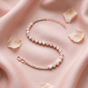 Rose Gold finish AD stone slim bracelet | Gift for her