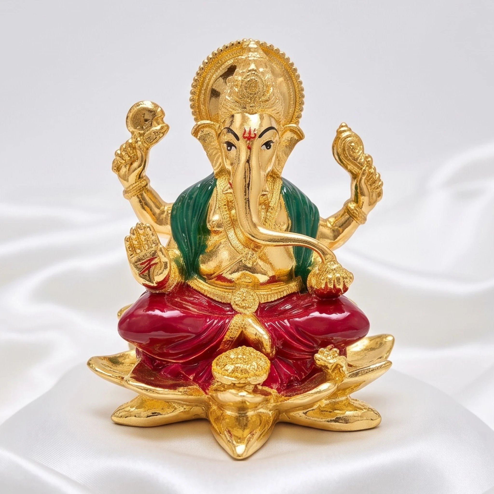 24 K Gold Plated Ganesha Idol | Ganesh on Kamal