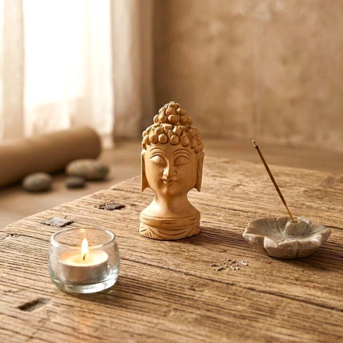 Hand carved wooden Buddha face statue – 3 Inch - Image 3