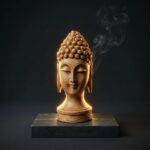 Hand carved wooden Buddha face statue – 5 Inch