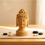 Hand carved wooden Buddha face statue – 3 Inch