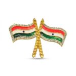 Indian Flag Crystal Brooch Pin - 6 cm
