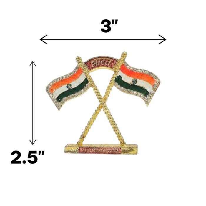 Dual Indian Tricolor Flag Showpiece - 2.5 inch - Image 6