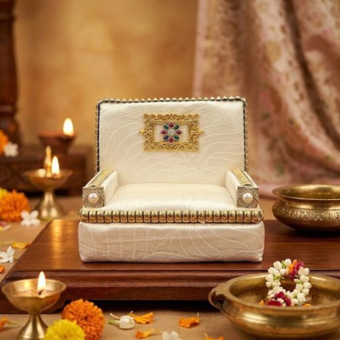 Royal Velvet Deity Singhasan - White - Image 2