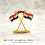 Dual Indian Tricolor Flag Showpiece - 4 inch