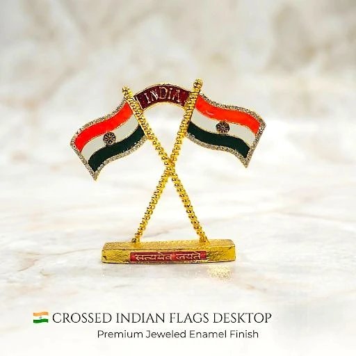 image (23).webp Dual Indian Tricolor Flag Showpiece - 4 inch - Image 1