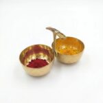 Brass Dual-Bowl Haldi Kumkum Holder