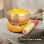 5 inches - Premium Etched Tibetan Singing Bowl Set - Golden