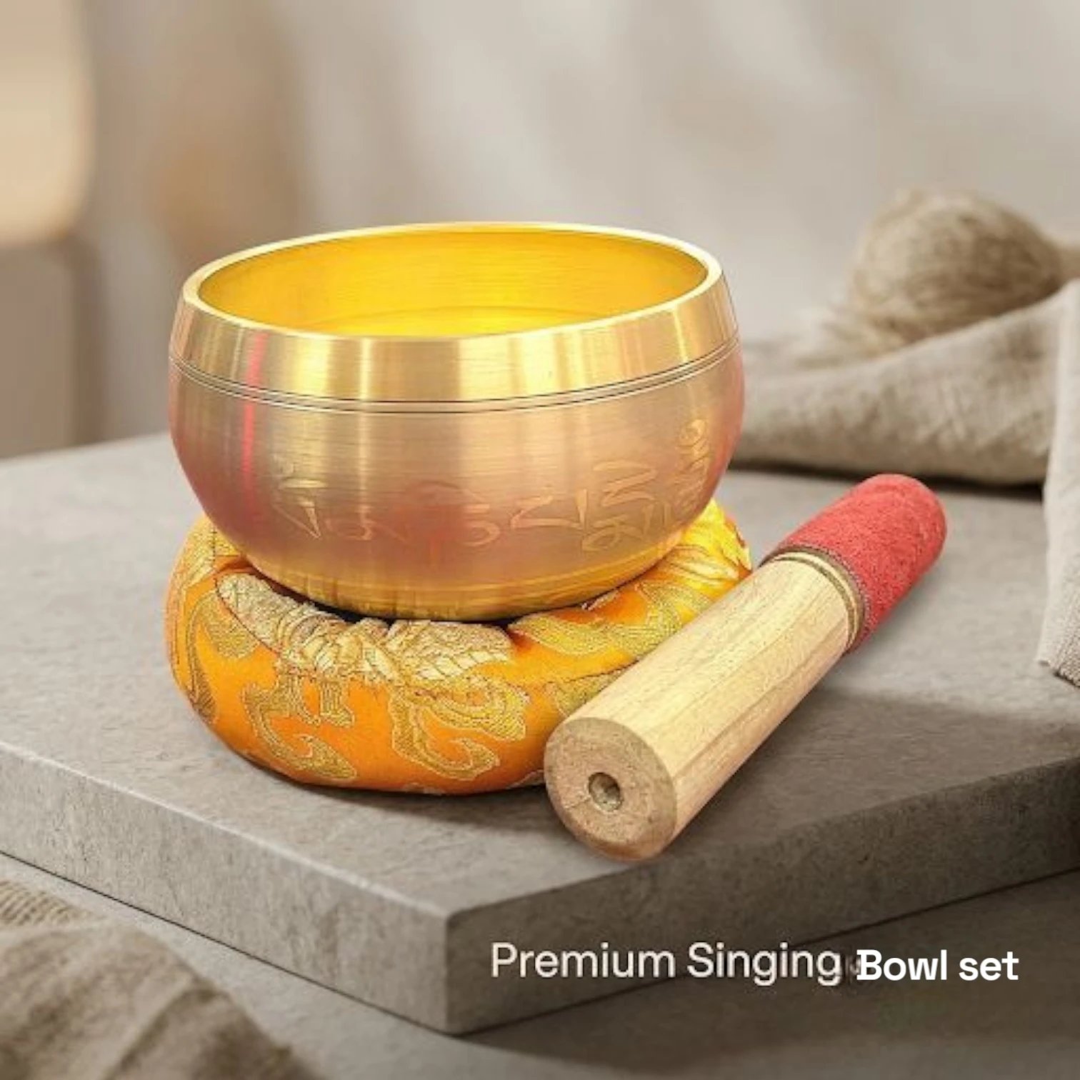 image (316).webp 5 inches - Premium Etched Tibetan Singing Bowl Set - Golden - Image 1