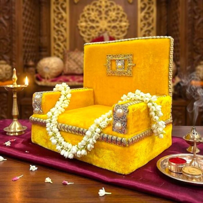 Sofa Singhasan - Yellow - Large with Box | Laddu Gopal Singhasan - Image 2