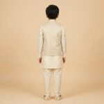 Kids Kurta Pajama Set with embroidered jacket for boys - Ivory - 8 years - Image 6