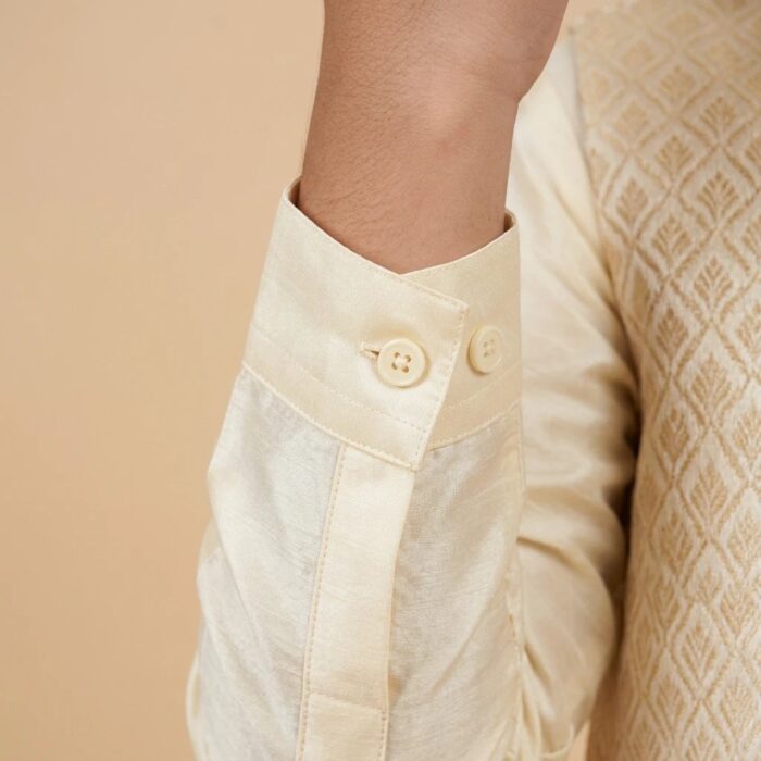 Kids Kurta Pajama Set with embroidered jacket for boys - Ivory - 8 years - Image 7