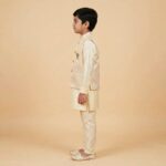Kids Kurta Pajama Set with embroidered jacket for boys - Ivory - 8 years - Image 5